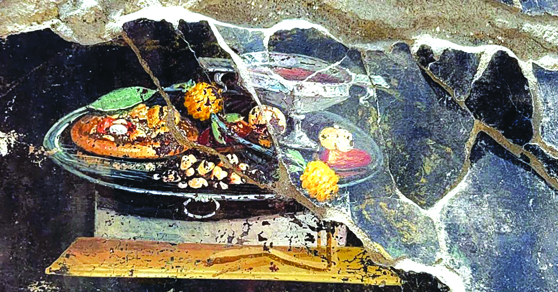 Bức tranh tường 2.000 năm tuổi ở Pompeii vẽ bánh pizza?