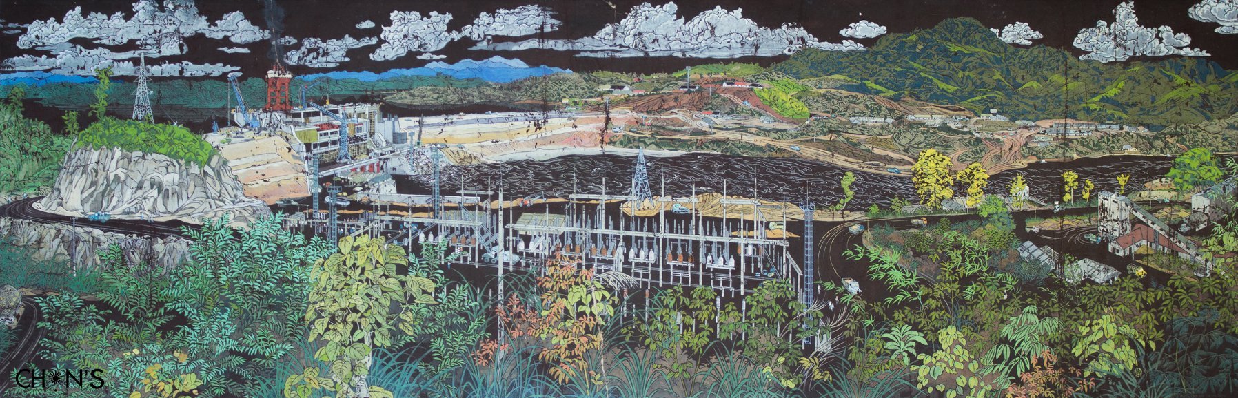 Bức tranh Thủy điện Thác Bà của Bùi Trang Chước